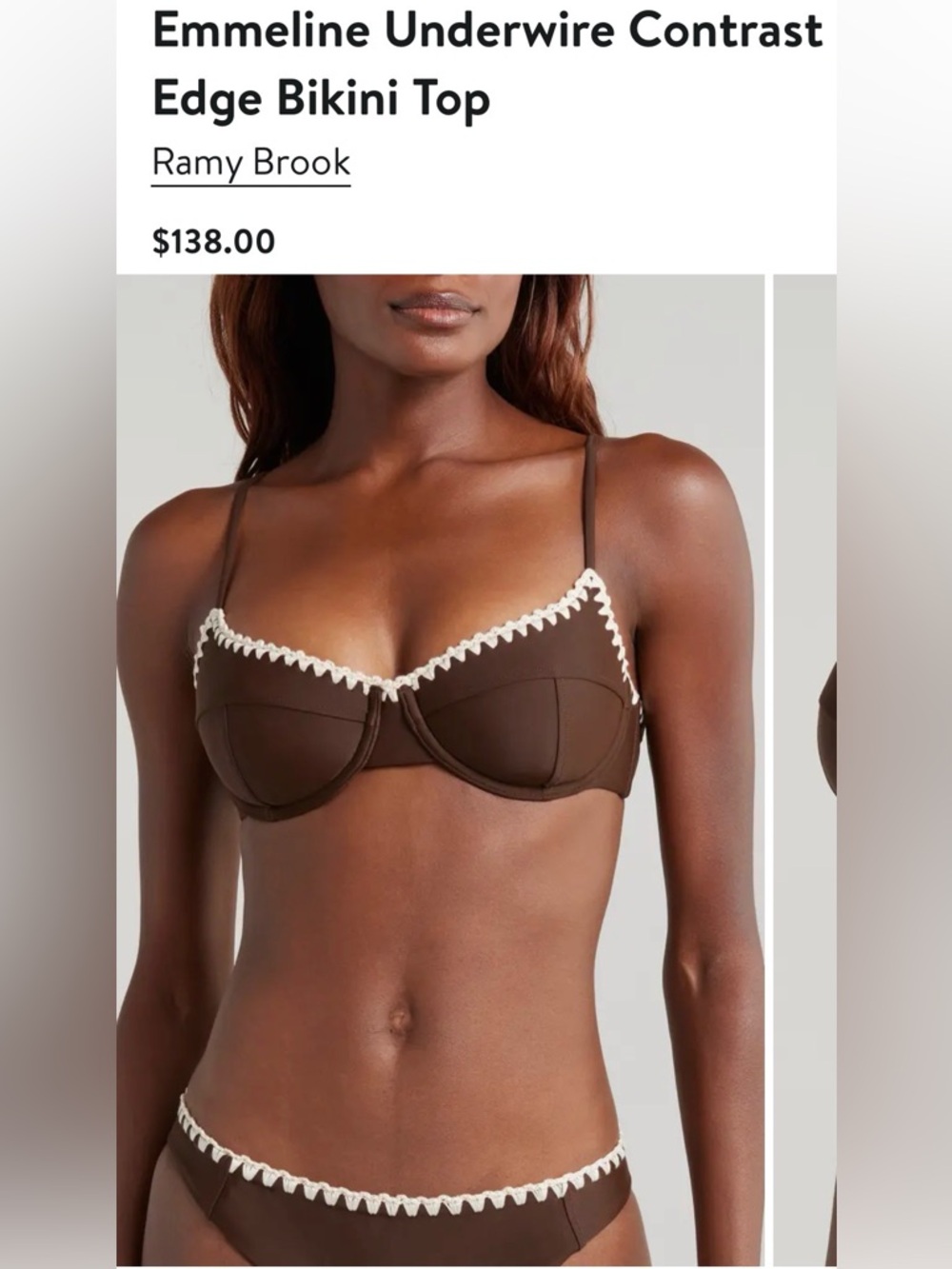 Ramy Brook NEW Size M Emmeline Underwire Contrast Edge Bikini Top